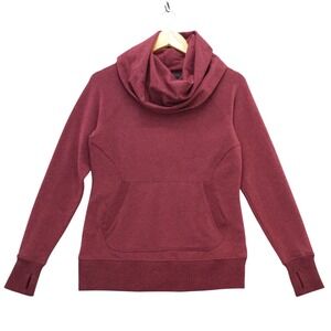L.L. Bean Cozy Pullover XS Petite Burgundy Red Cowl Neck‎ Thumb Hole